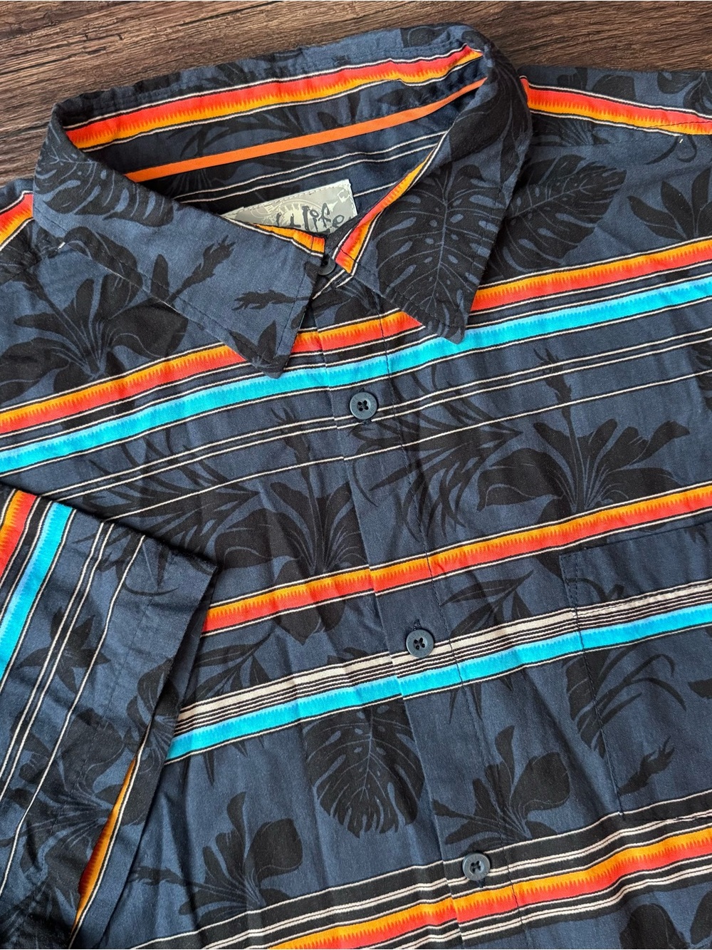 Salt Life Men's Shirt Button Up Live Salty Hawaii Short Sleeve Black XL Surfer